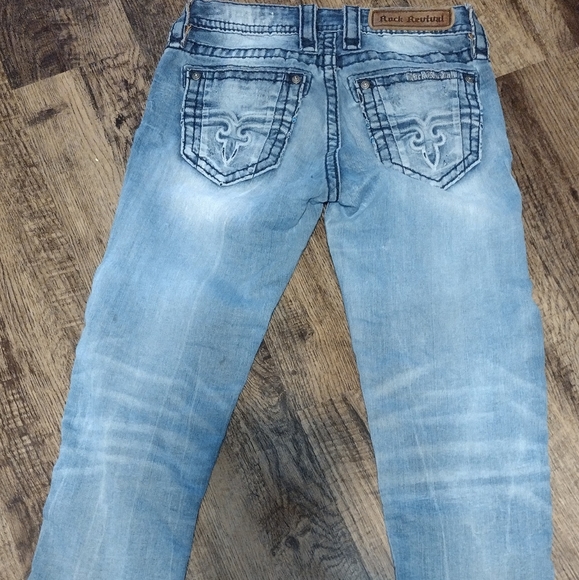 ROCK REVIVAL Moon Ankle Skinny Stretch Distressed Jeans Womens Size 24 Pre-owned - Picture 6 of 17